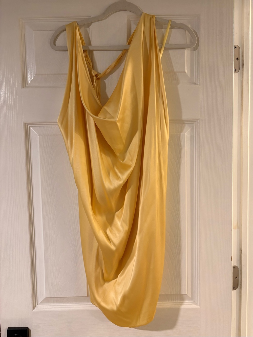 BCBGMaxAzria Yellow Silk Blend Drape Mini Dress